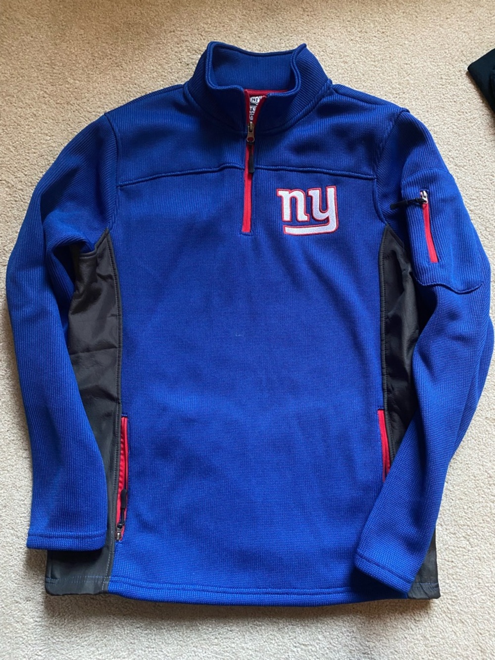 NFL Blue Pullover with Red Trim and Black Zipper